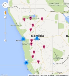 Namibiakarte - Partner von Namibia Favorites